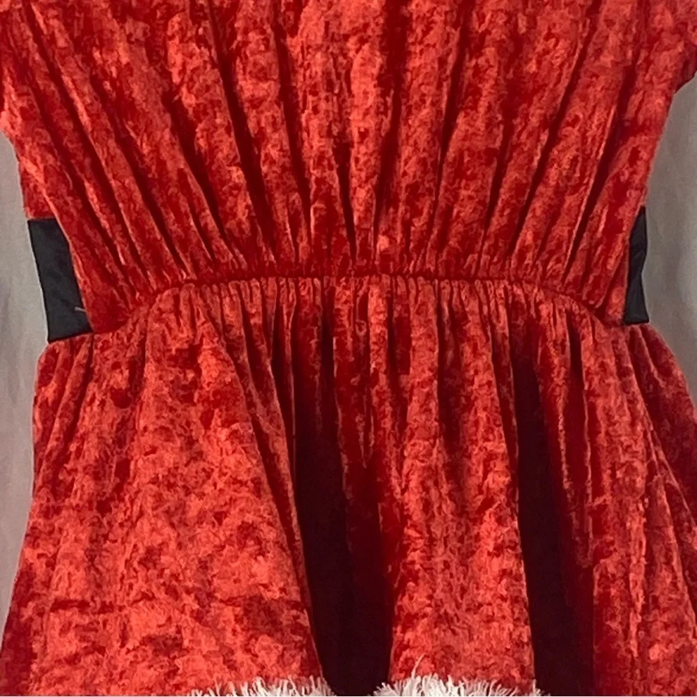 AME Festive Red and White Christmas Santa Dress Girl Kids Costume Size XS 4/5